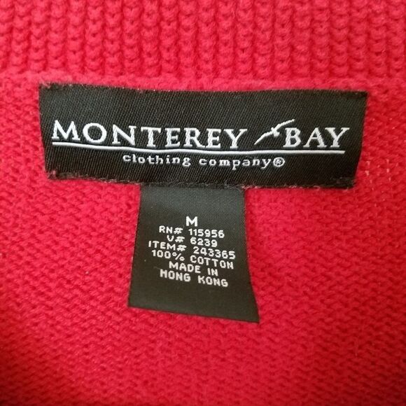 Monterey Bay Women’s Red Cardigan Sweater Size M Button Down Knit Long Sleeve - Picture 3 of 3